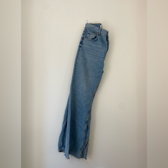 Zara 90s Full Leg Split Hem Denim Jeans - Size 8 - Picture 4 of 4